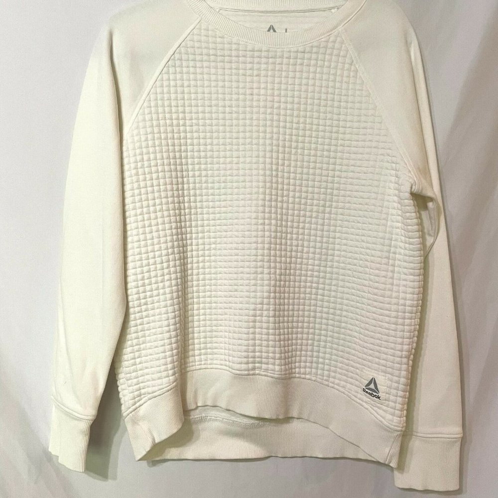 Reebok White Essential Quilted Crew Neck Sweater L